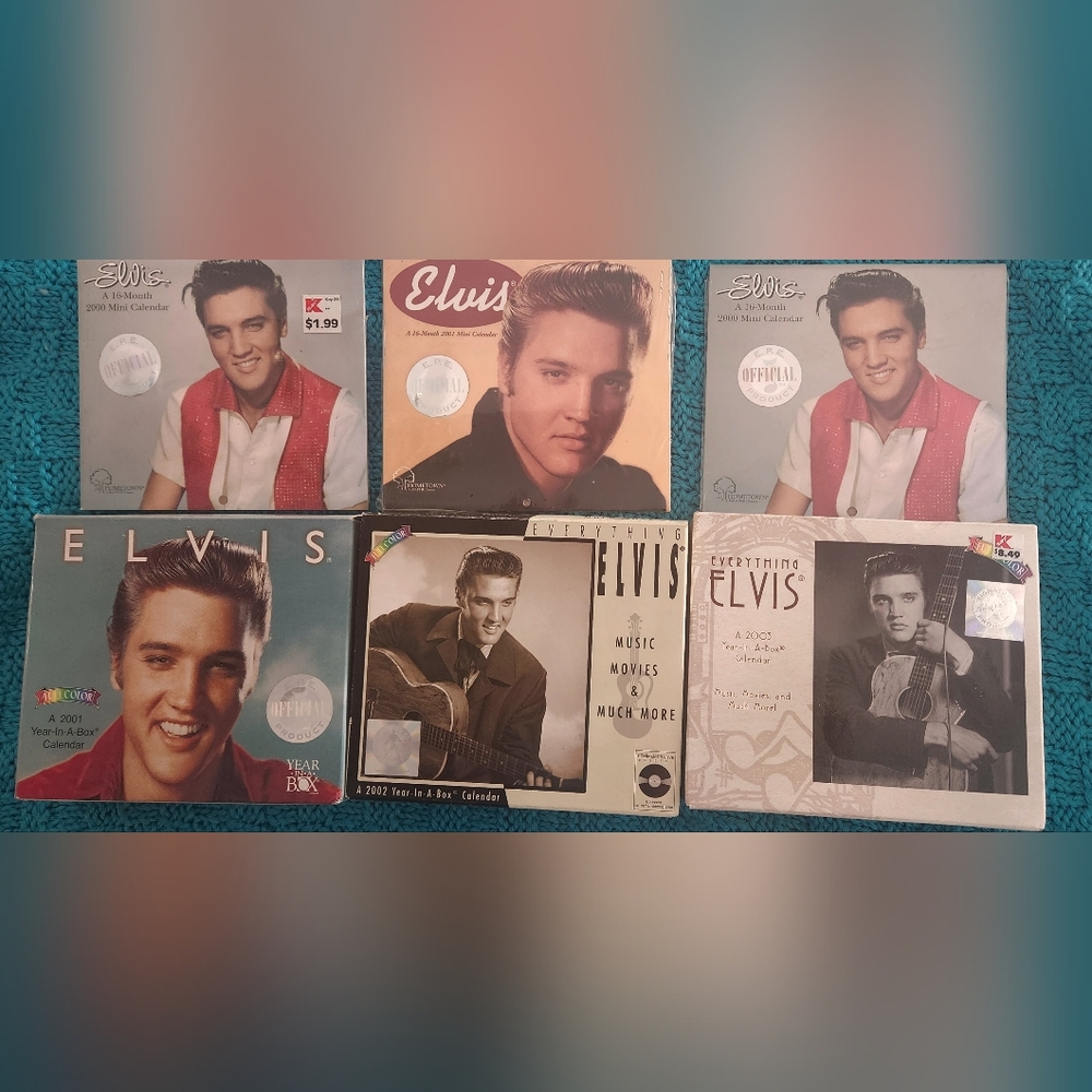 2000-2003 Elvis Calendars (3)Year In A Box & (3)Mini 16 Months Unused
